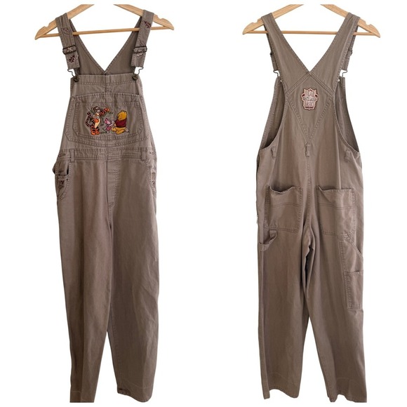 The Disney Catalog Denim - Disney Catalog Vintage Winnie the Pooh Embroidered Overalls Tan Brown Women S